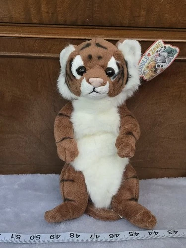 Vintage E&J Classic Tiger Cub Rare Plush Stripes Orange White Beanie Realistic