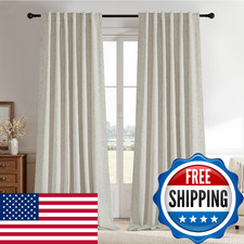 StangH 100 Blackout Linen Curtains for Bedroom, Thermal Insulated Farmhouse Win
