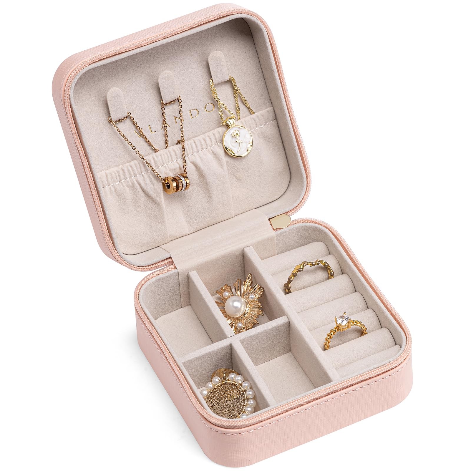VLANDO Travel Jewelry Case - Teacher Appreciation Gifts A. with Hook, A.Pink