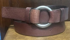 VTG Carhartt Loop End Brown Leather Belt SzM/35-36 1-7/16”Wide VGUC