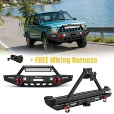 Front Or Rear Bumper W Tire Carrier Set For 1984-2001 Jeep Cherokee Xj Black