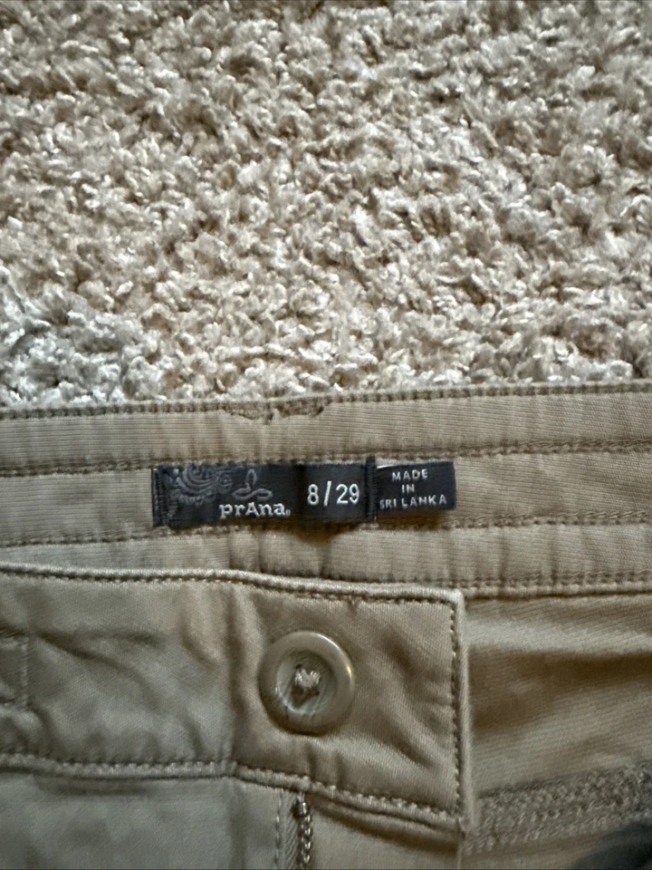 Bermuda de caminhada Prana mistura de algodão orgânico caminhada acampamento ao ar livre feminina tamanho 8/29 - Imagem 3 de 4