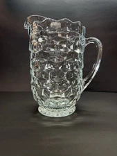 Vintage Indiana Glass Whitehall Clear Block Pitcher 8” Heavy 63 oz Mint