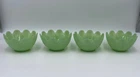Vintage Set of 4 Fire King Jadeite Green Glass Lotus Blossom Bowl Dessert Cups