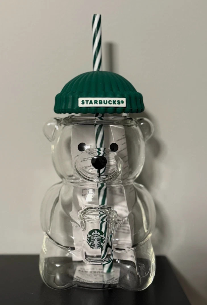 Starbucks Barista Bear Cup Limited Edition 2025 Glass Cup Xmas gift 500ml