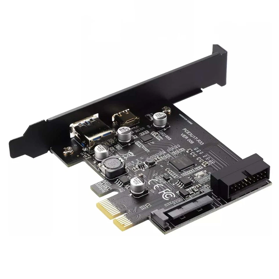 PCI-E 1X转USB 3.2 Gen1 5Gbps 2端口C型A扩展卡带19PIN — 第 4/4 张图片
