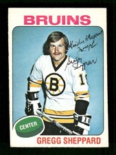 1975-76 O-Pee-Chee 235 Gregg Sheppard  VGEX signed auto autograph  BXCP55