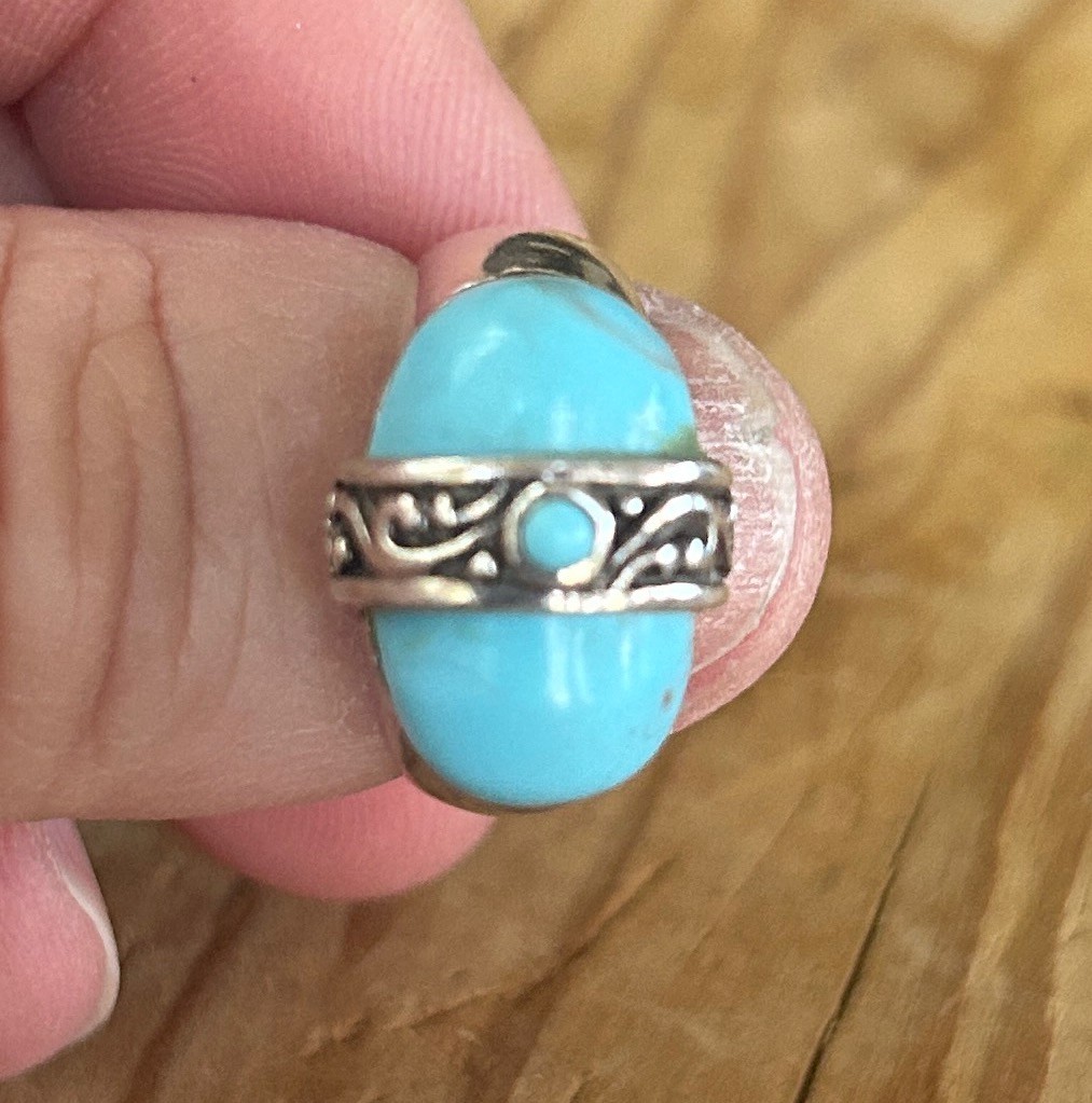 Sterling Silver Dome Statement Ring Turquoise How… - image 6