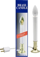 Creative Hobbies® Electric Window Candle Lamp with Brass Plated Base, White 