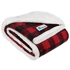 Dog Blanket for Medium Large Dogs, Pet Large - 60 x 40 Inches Checkered Red