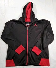 Nike Boys Jumpman Air Jordan Hoodie Black Red Full Zip Jacket Large Therma-Fit