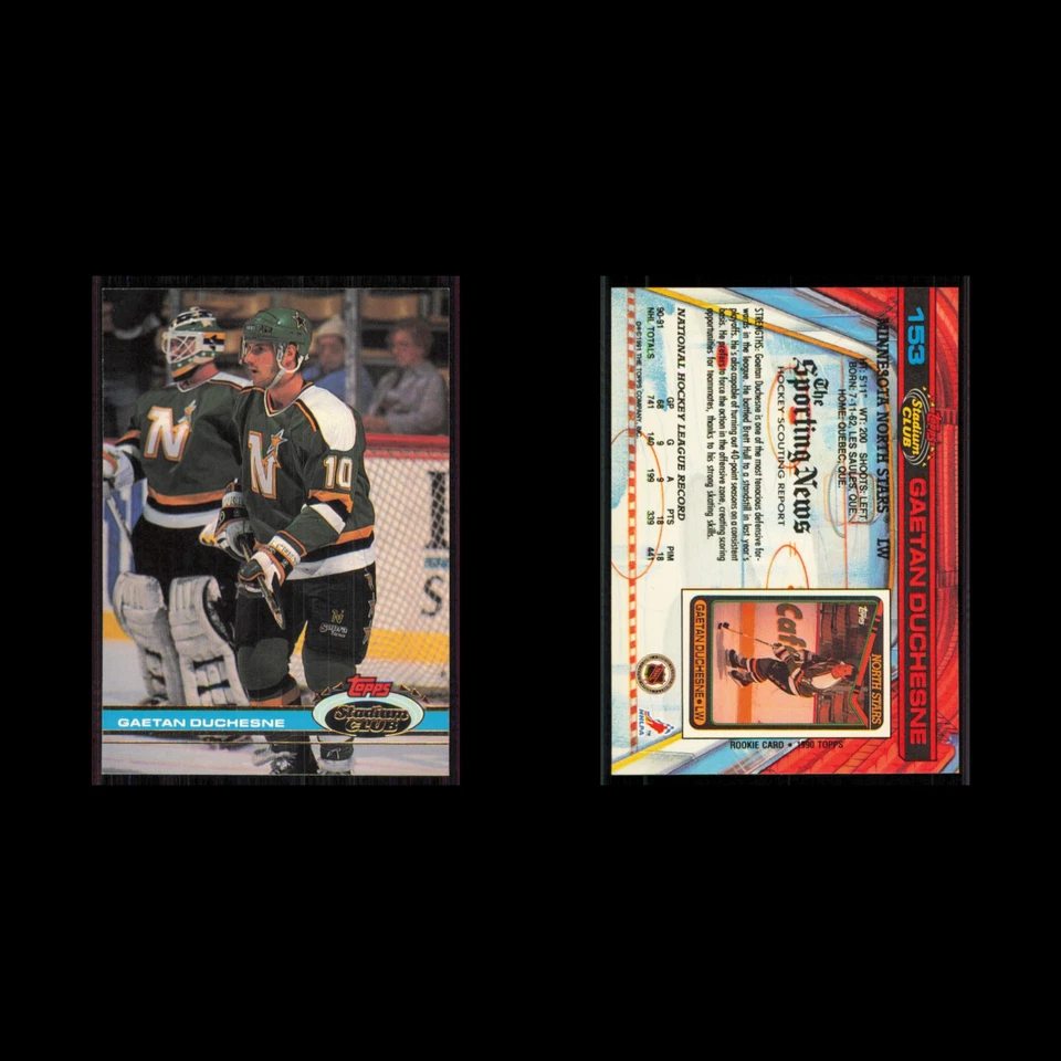 Gaetan Duchesne #153 1991 Topps Stadium Club Minnesota North Stars Hockey Card - Image 3 of 3