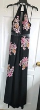 Xscape Embellished Floral Halter Gown in Black - Size 4 F64