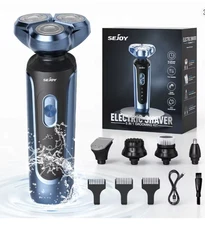 SEJOY Rechargeable Rotary Electric Shaver 3-Head Nose Hair Trimmer Kit