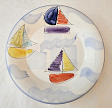 Set 4 piatti barca a vela nautica SRM Ceramica Italia dipinti a mano vintage