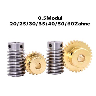 0,5 Modul 20 bis 60 Zähne Messing Schneckengetriebe Worm Zahnräder Schneckenrad