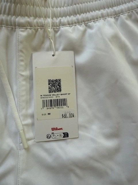 "Pantalones cortos de tenis Wilson Peak blancos para hombre talla mediana de 7""" Foto 2 de 4