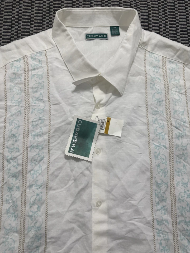 Camisa de vestir Cubavera para hombre manga corta talla 4XL lino/rayón-L0536 Foto 4 de 4