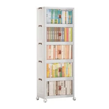 5-Tier Folding Storage Box Plastic Collapsible Storage Cabinet Organizer