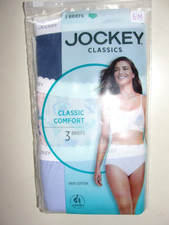 3 Pair Women's Jockey Classic Comfort Briefs - Size 6 M -New in Pkg.