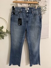 Paige Cindy Vintage High Rise Straight Ankle Raw Hem Soft Stretch Sz 31 P NWT