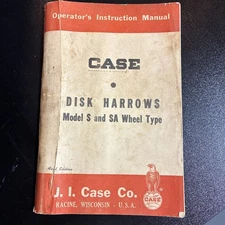 Case Disk Harrow Model S & SA Wheel Type Operator's Instructions Manual Tractor