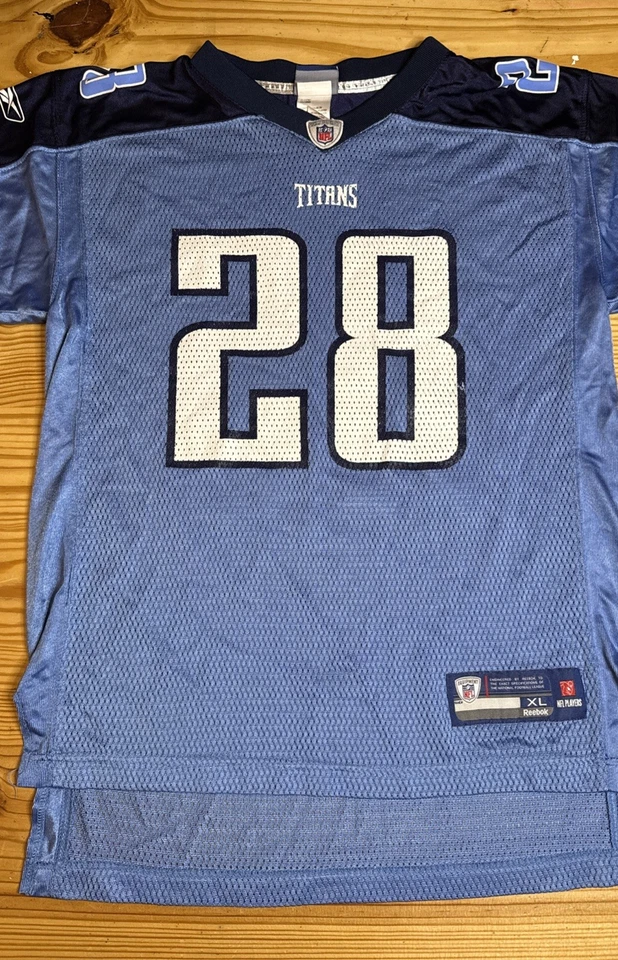 Camiseta de fútbol americano Chris Johnson Tennessee Titans Reebok On Field YOUTH XL NFL Foto 3 de 4