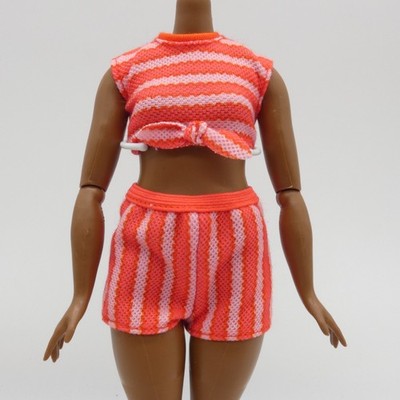 Barbie Curvy Doll Outfit Red Top Shorts Stripes 2025 Twinning Looks Mattel JFP37