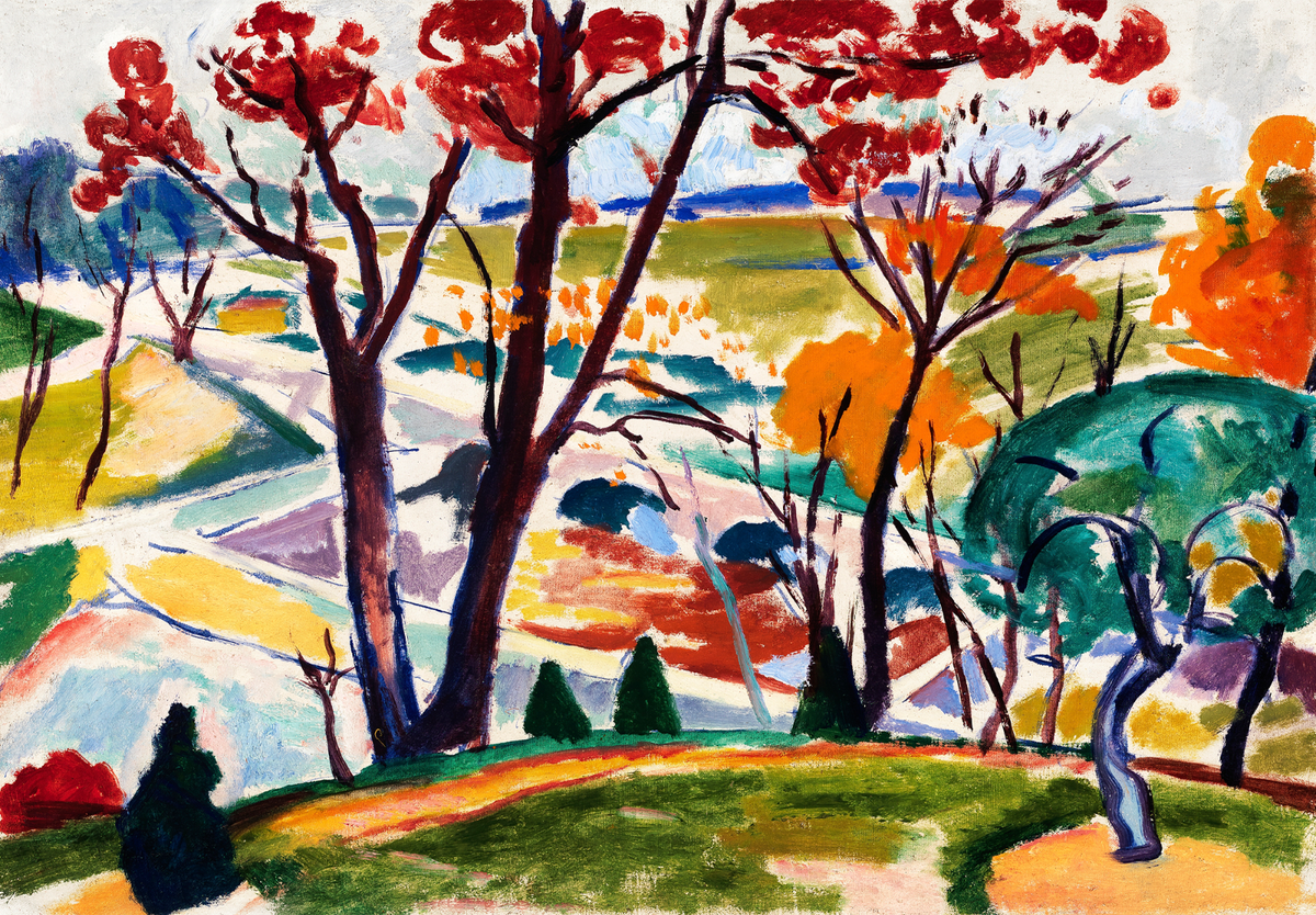 Colorful Autumn Poster Expressionist Tree Wall Art - 16x12/20x16