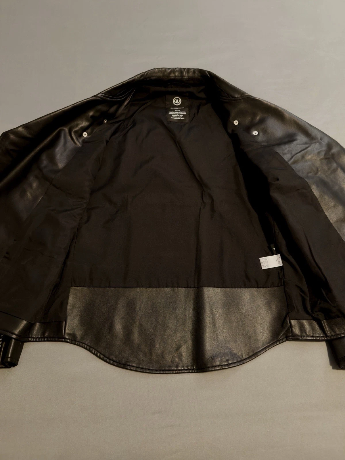 GU x UNDERCOVER JUN TAKAHASHI Black Faux Leather Jacket Rare 2021, Size M - product detail image 7