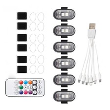 6Stk Drahtlose LED Stroboskop Lampe RGB 8 Farben Blink Warnleuchte F&uuml;r UTV ATV
