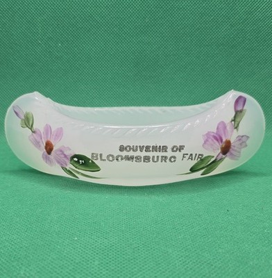 Vintage 1920s Opaque Milk Glass Bloomsburg Fair Souvenir Canoe Boat Painted