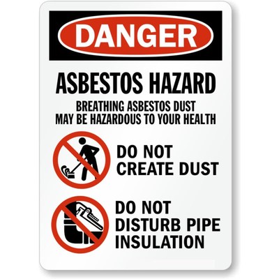 Danger Asbestos Hazard Breathing Aluminum Weatherproof Sign b00987