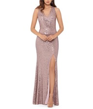 XSCAPE Womens Sequined Gown Dress, mauvepink, 12