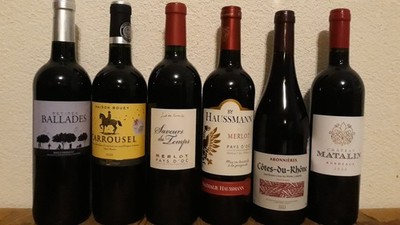 (8,00  / 1l) 6 Fl. Tour de Rotwein Frankreich Rhone Merlot Bordeaux top!
