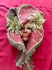 Authentic Venetian Masquerade Wall Mask Dama Handcrafted Venice Italy Red Gold
