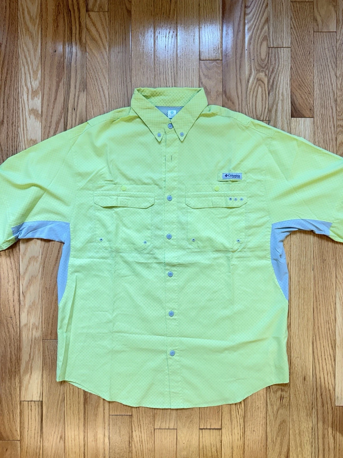 Mens Columbia PFG Omni-Freeze Zero L/S Fishing Shirt (FM1022) Size M Green neon