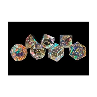 Alte Schule Dic Würfel & Netzteil Poly Set - Glas,Prismatische Träume B / Gold (