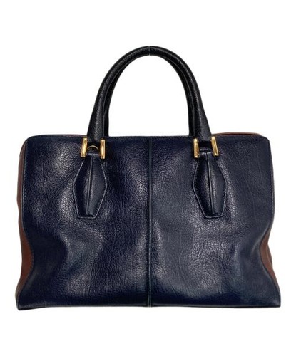 TOD'S Handbag, two-tone leather bag, mini bag Navy x Brown