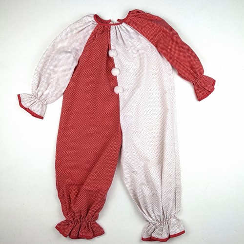 Vintage Child’s Clown Costume Red & White Two-Tone Polka Dot Jumpsuit 3-4T 34”in