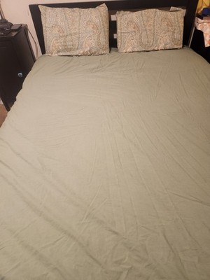 Pottery Barn Sage Green Reversible Queen Duvet Cover & Pillowcases