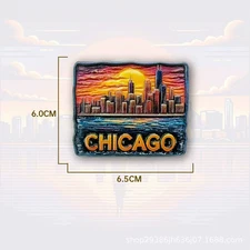 America Chicago Resin Refrigerator magnet 3D travel souvenirs craft