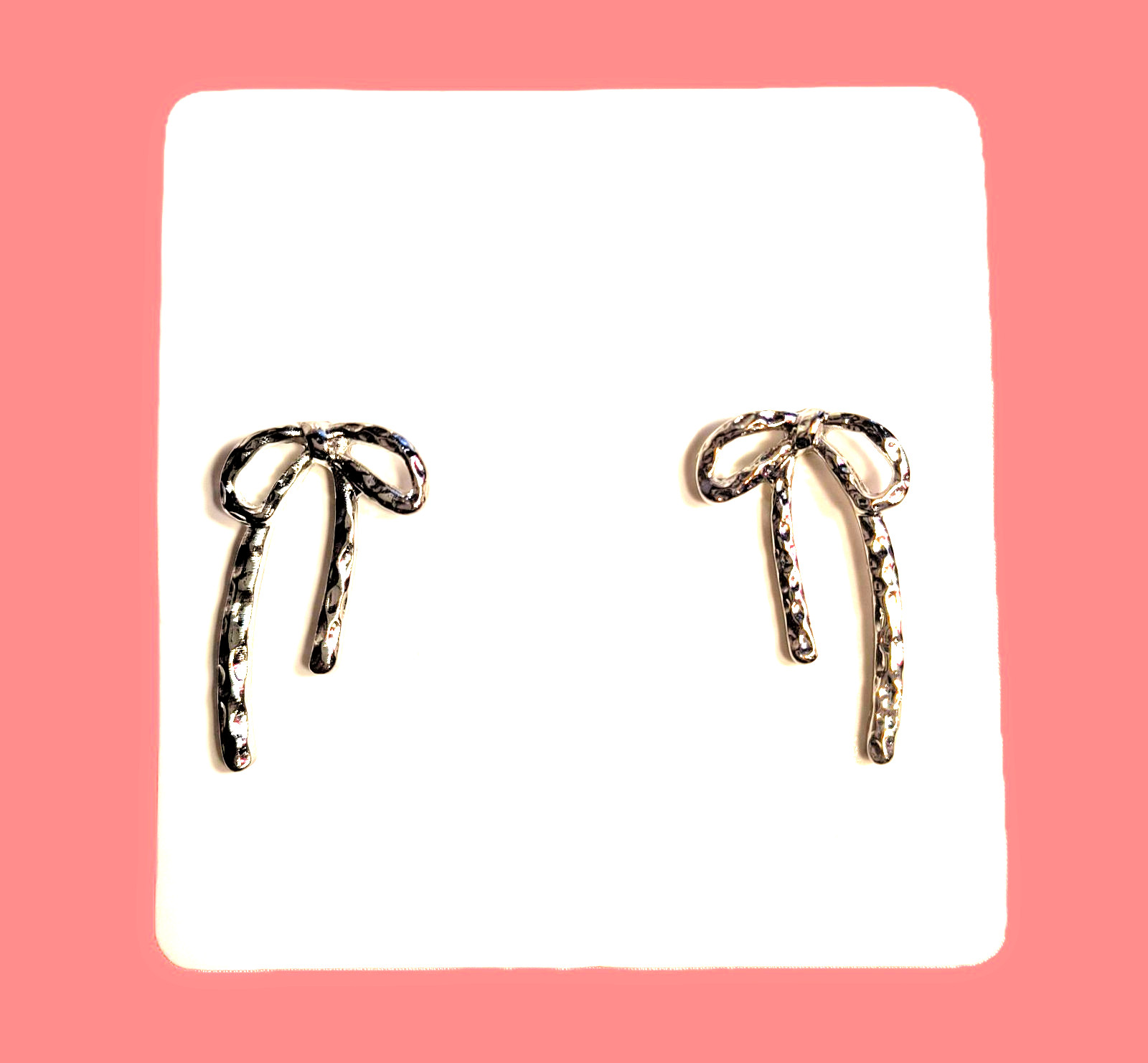 Silvertone Bow Stud/Post Earrings for Pierced Ear… - image 1