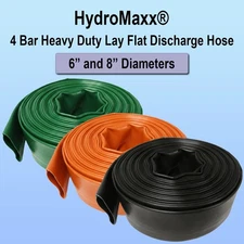 4 Bar Agricultural Grade PVC Lay Flat Discharge Hose - Green, Orange & Black