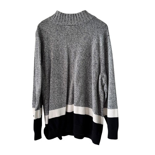 Karen Scott Woman 3X Gray Cotton Knit Color Block 1/4 Zip Pullover Sweater - Picture 9 of 10