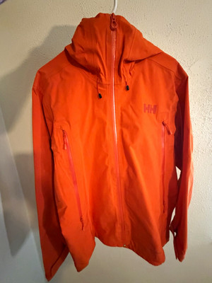 Helly Hansen Men's Orange Hooded Full-Zip Softshell Jacket, Zipped Pockets L/G