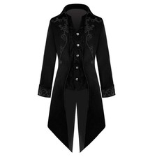 Apocrypha Mens Steampunk Frock Coat Medieval Gothic Tailcoat Costume Black