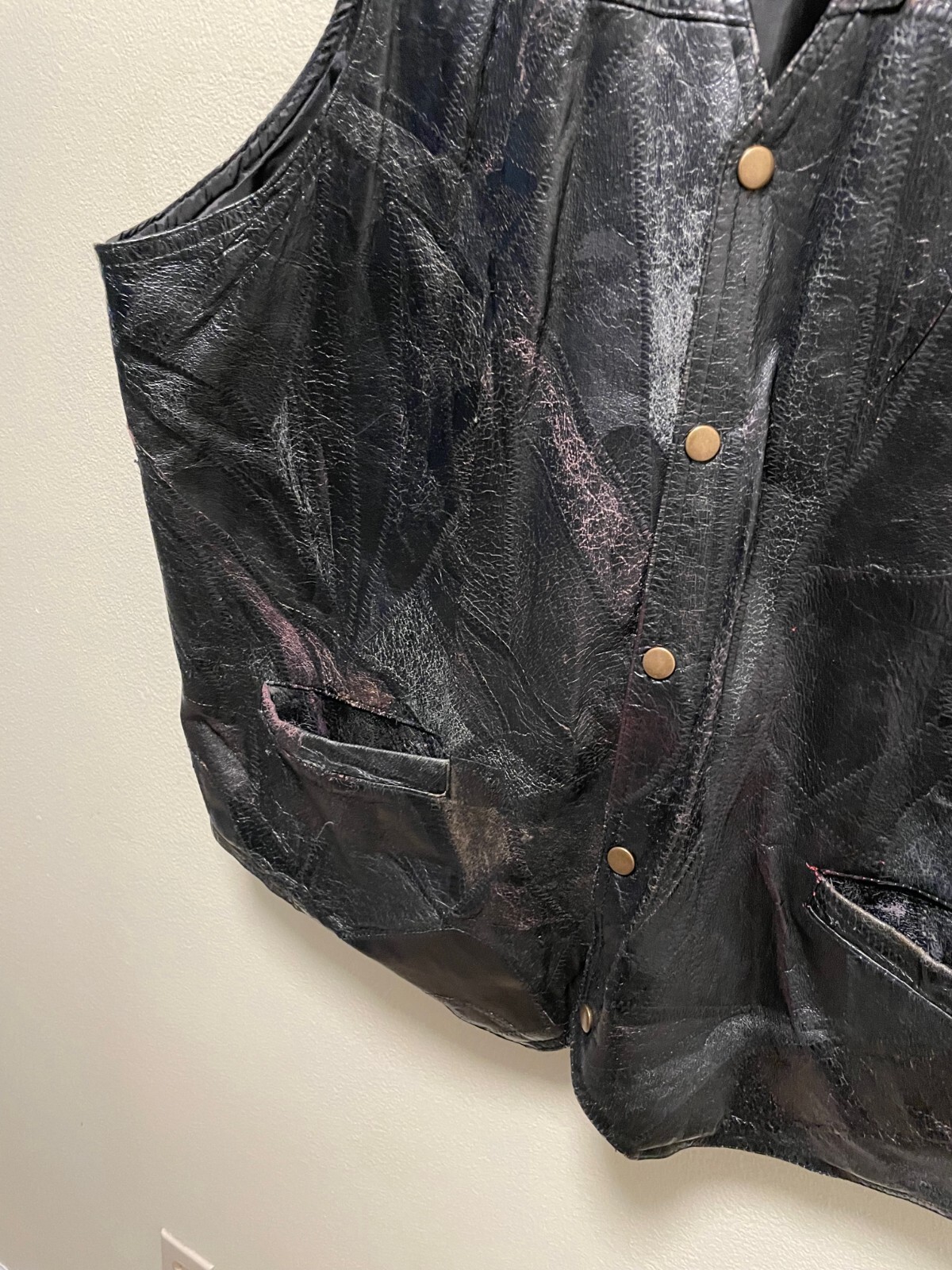 Navarre Leather Company Mens Vest 3XL Black Leather Distressed Quilted Biker eBay