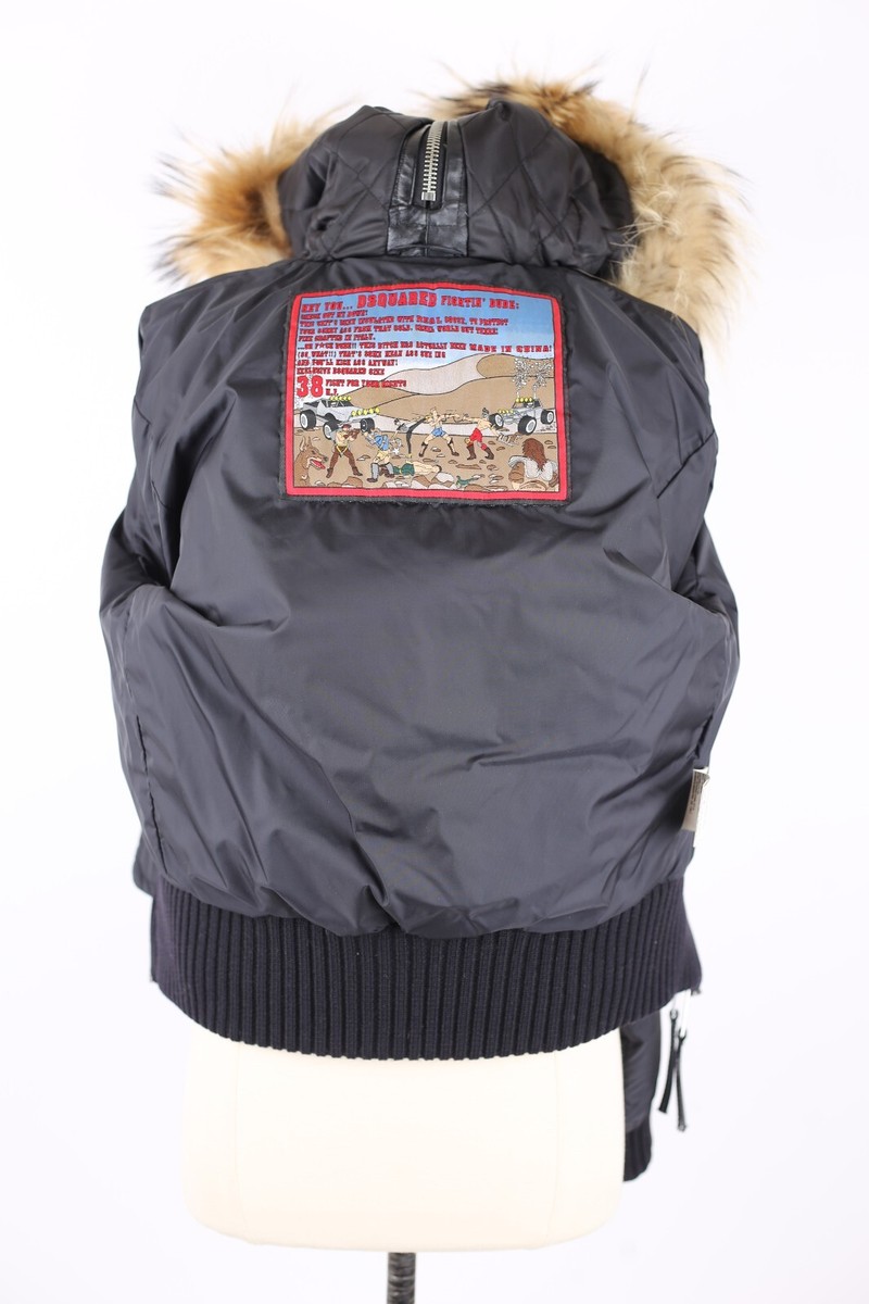 RARE Dsquared Fighting Dudes Coat Down Puffer Jacket Fur RARE Dsquared Fighting Dudes Coat Down Puffer Jacket Fur