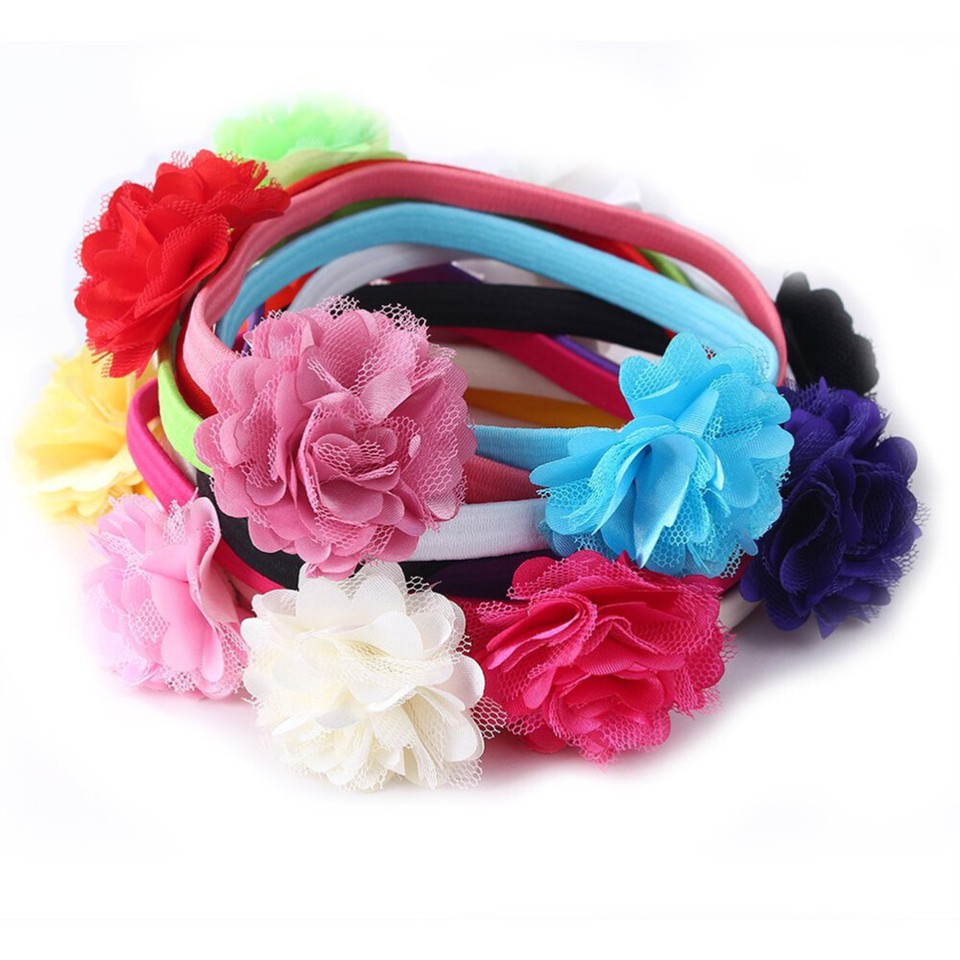 12 Colors Scrunchies for Girls Flower Hair Accessories Newborns Baby